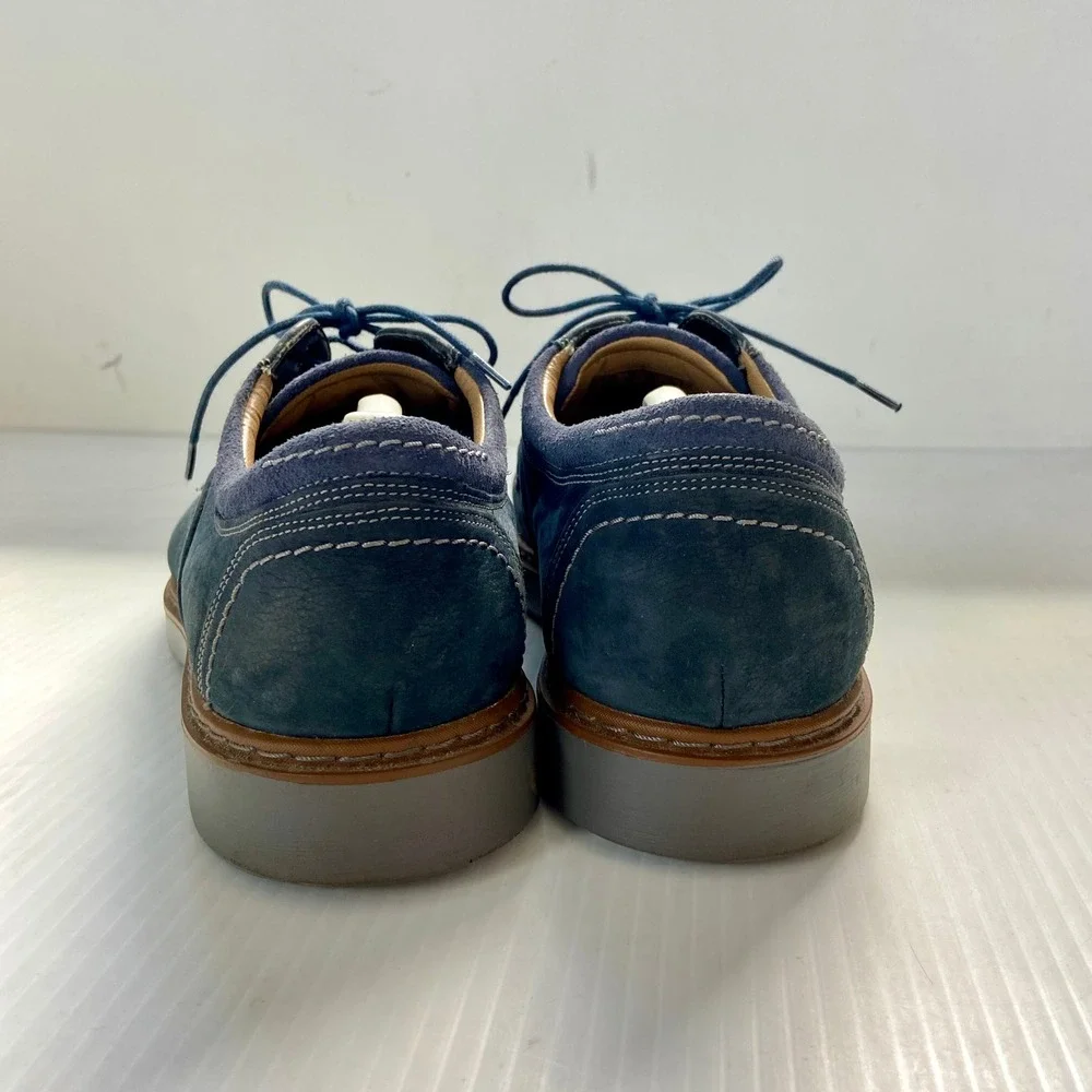 Clarks Unstructured Geo Lace Up Navy Blue Nubuck Oxford Plain Toe Shoes Men 10.5